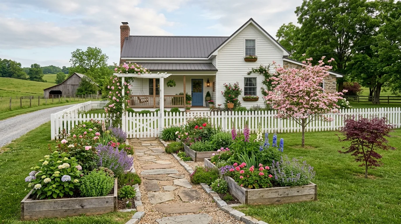 Porch Planters With Soft Greenery